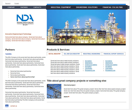 Сайт немецкой компании NDA